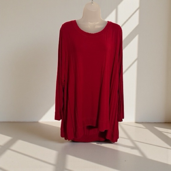 Belle by Kim Gravel Tops - Belle by Kim Gravel Rich Red Long Sleeve Top  PLUS: 2X     #2